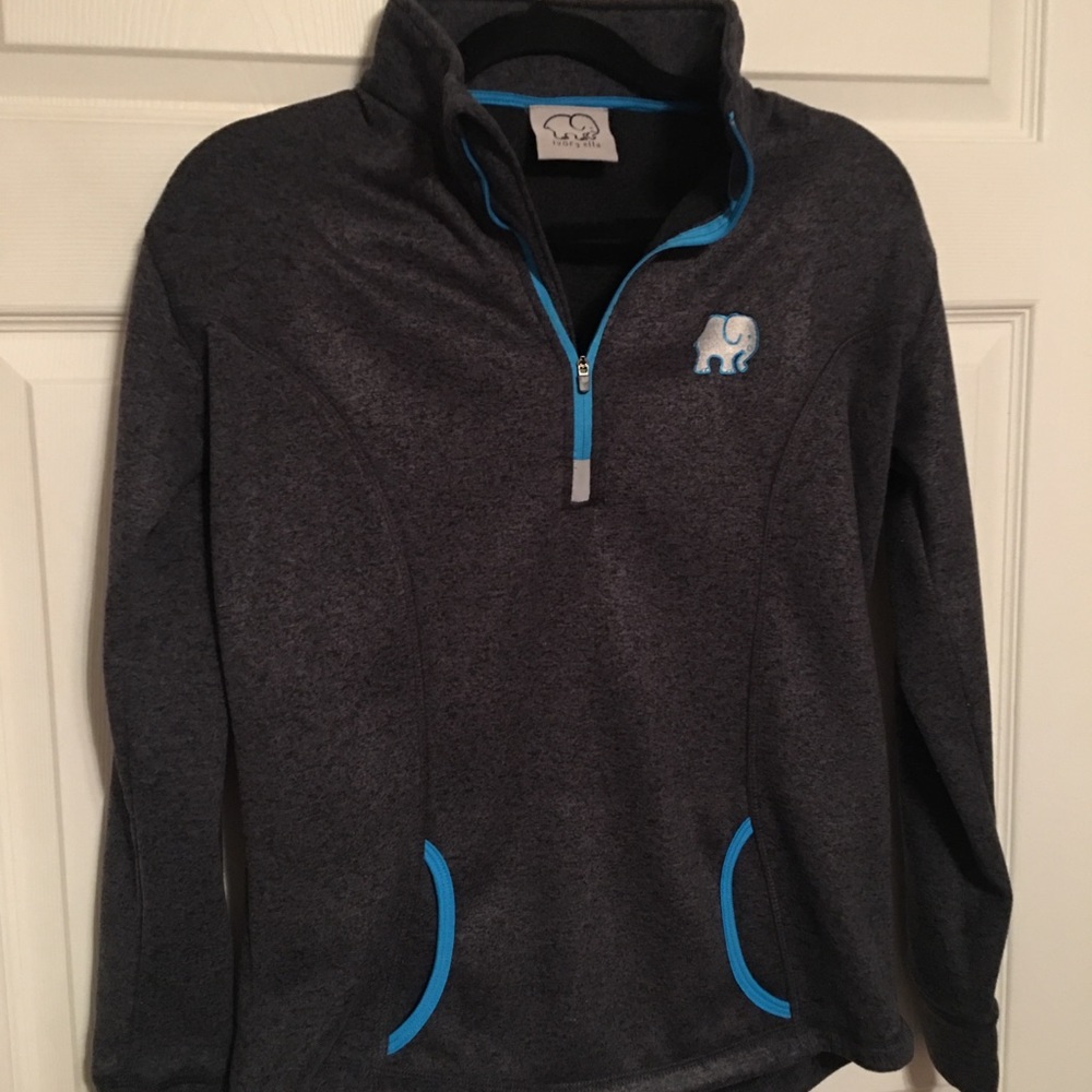 Ivory Ella pullover jacket - blue trim - Medium